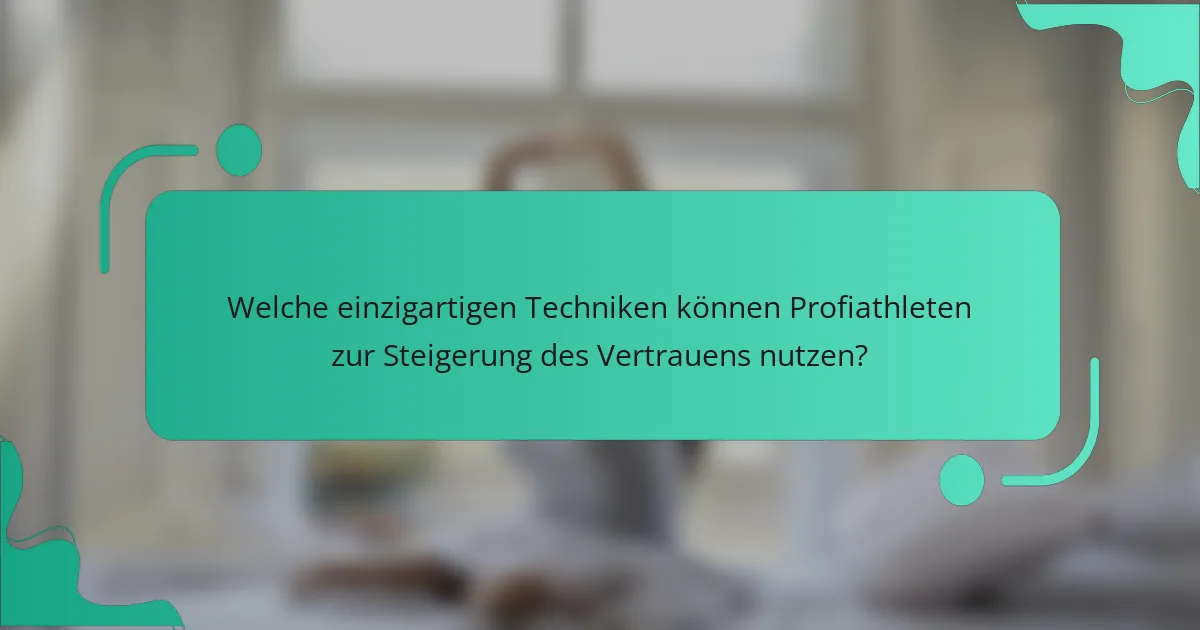 Welche einzigartigen Techniken können Profiathleten zur Steigerung des Vertrauens nutzen?