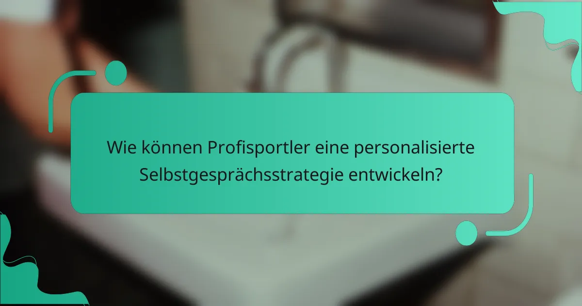 Wie können Profisportler eine personalisierte Selbstgesprächsstrategie entwickeln?